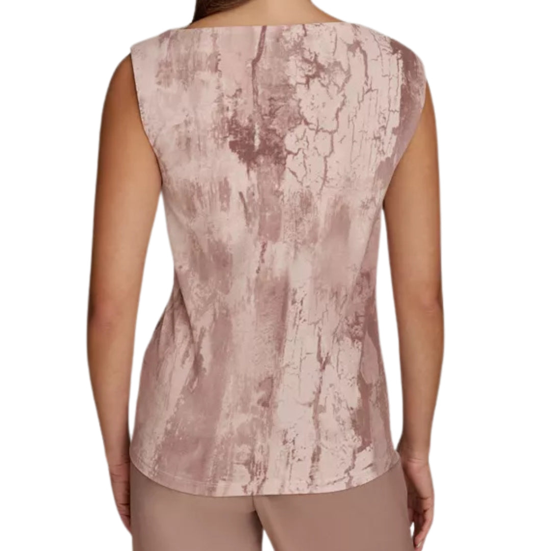 DKNY Women's Sleeveless Printed Twist-Shoulder Top