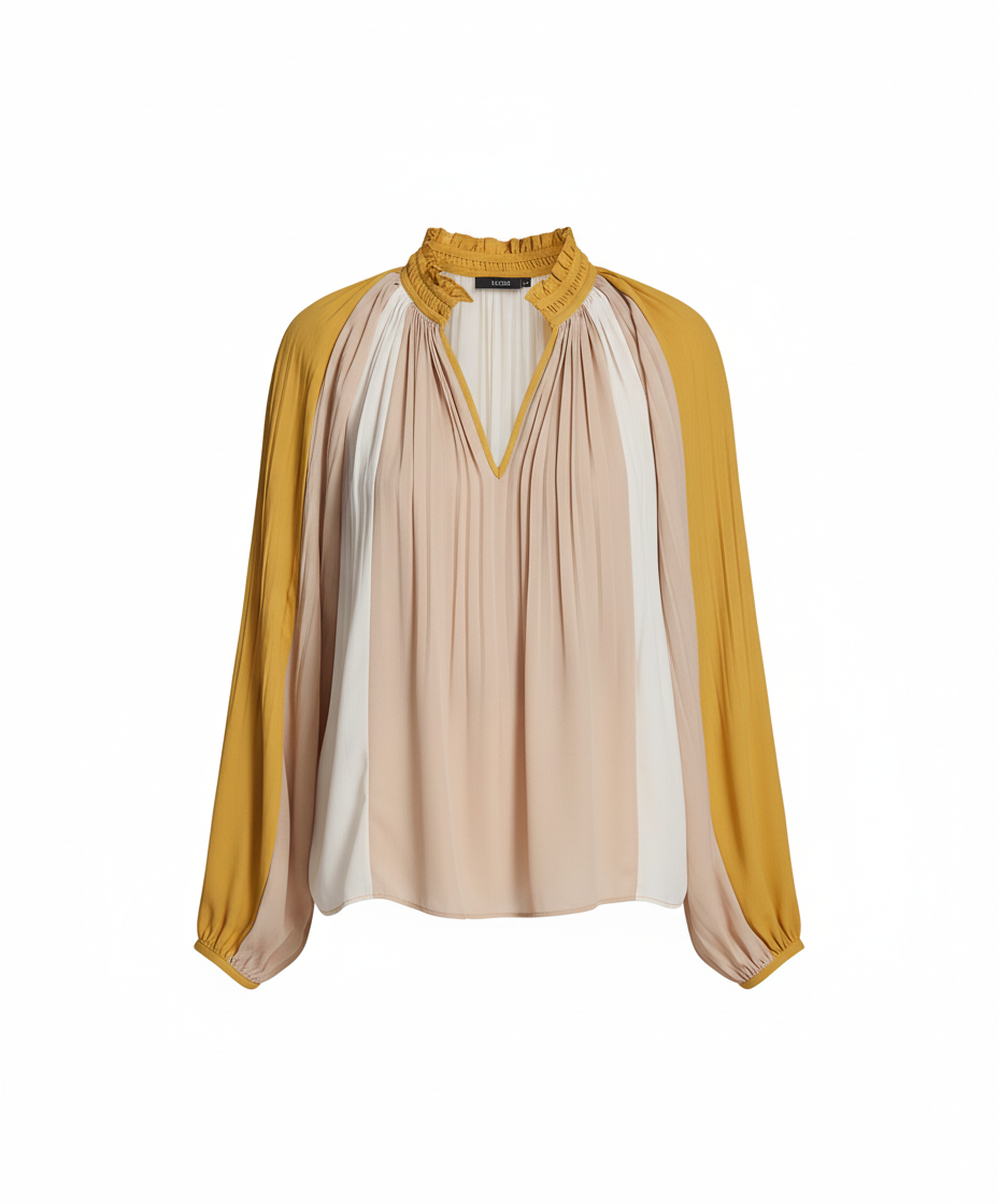 BCBG Women’s Pleated Long Sleeve Top – Refined Elegance, Effortless Fit