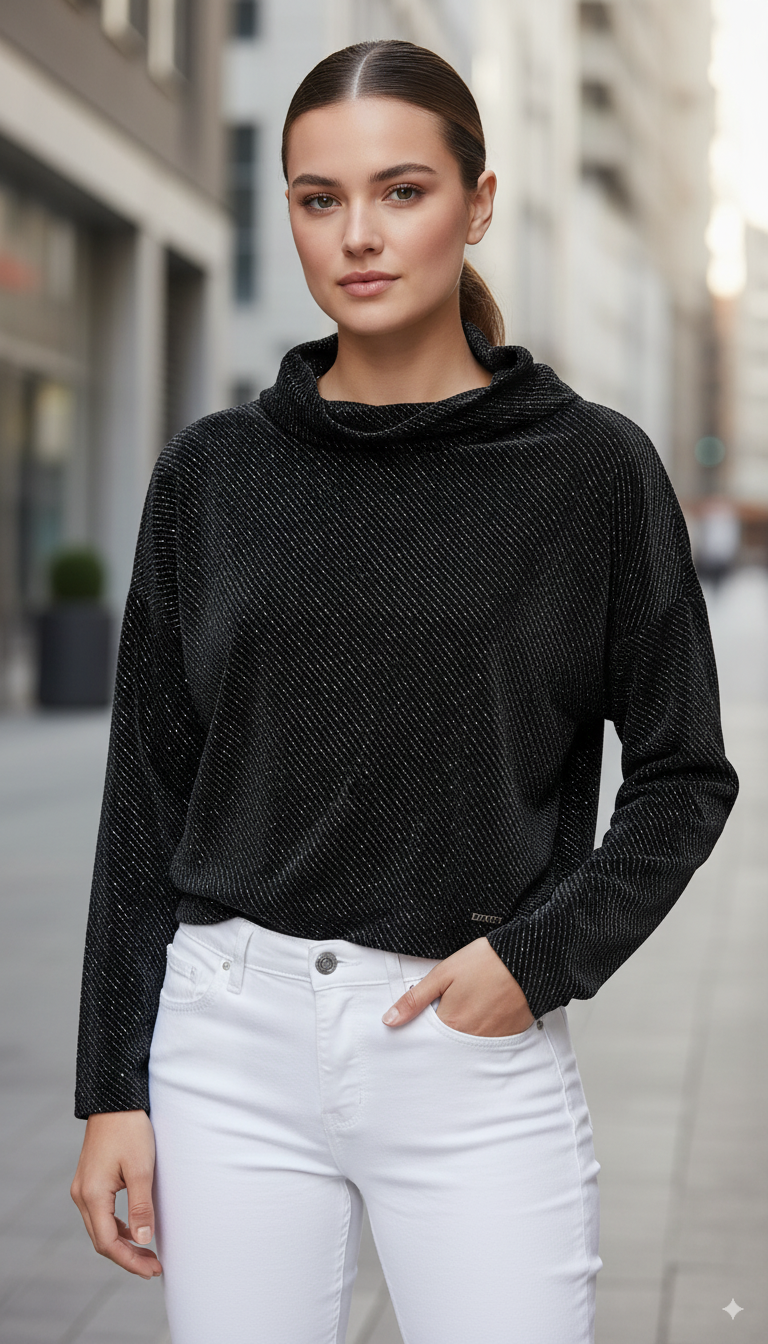 DKNY Women’s Mock Neck Cozy Top – Modern Comfort, Effortless Style