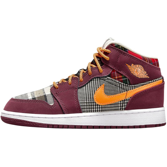 Air Jordan 1 Mid SE Big Kids' Shoes – Night Maroon/Black/White/Orange