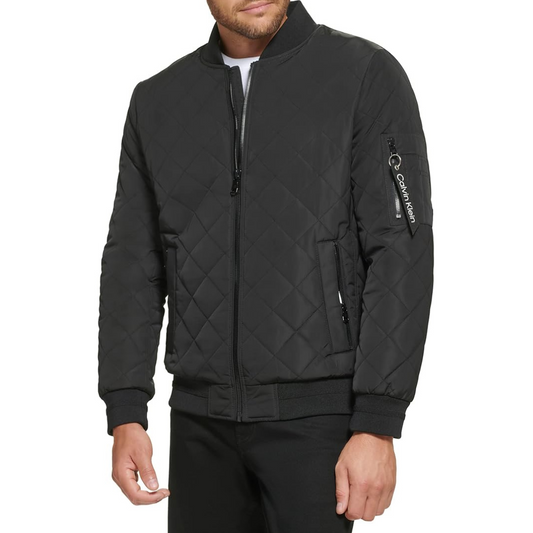 Calvin Klein Men's Quilted Zipper Detail Flight Jacket