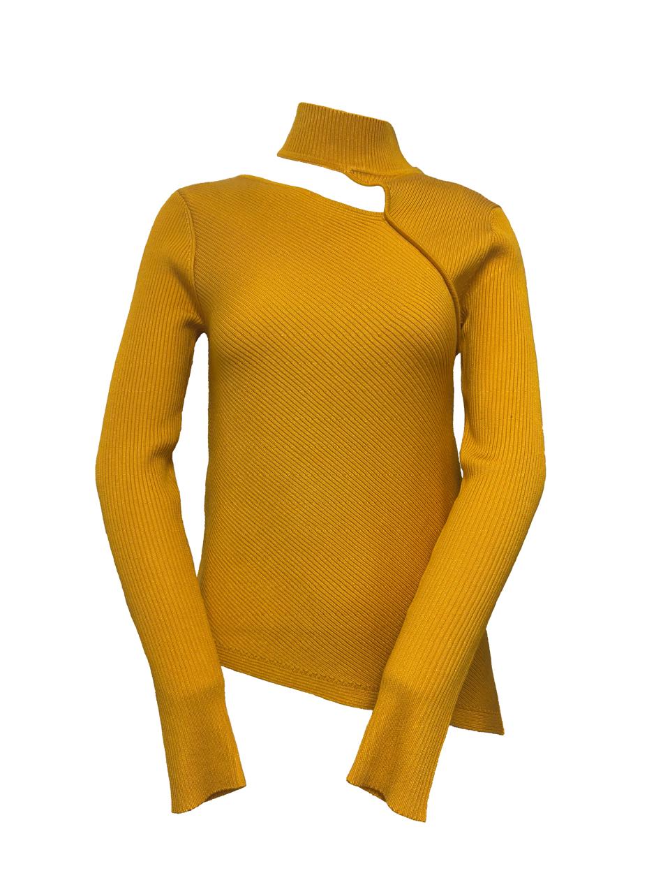 DKNY Women's Ribbed Cutout Mock Neck Sweater